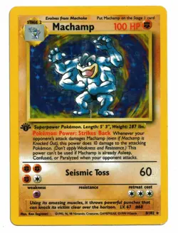 Pokemon Card: Machamp HOLO 8/102 1st Edition Base Set Vintage Rare! PL - Image 1