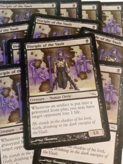 MTG Magic the Gathering 4x Disciple of the Vault Mirrodin X4 LP TO HEAVY PLAY - Image 1