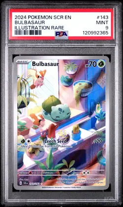 2024 Pokemon Scr En-Stellar Crown #143 Bulbasaur Illustration Rare PSA 9 - Image 1