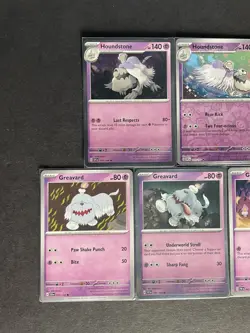 Houndstone (x2/HOLO+RevHOLO) + Greavard (x3/1 HOLO) 5-card mixed Pokemon lot PWE - Image 3