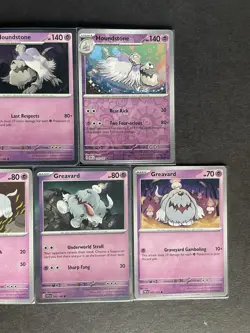 Houndstone (x2/HOLO+RevHOLO) + Greavard (x3/1 HOLO) 5-card mixed Pokemon lot PWE - Image 4