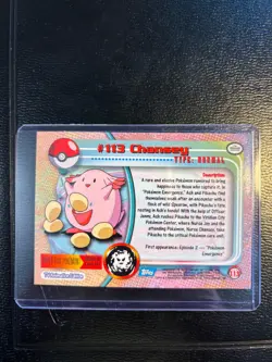 2000 Pokemon CHANSEY #113 - Topps Blue Logo - TV Animation Edition - 1st Edition - Image 2