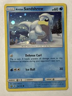 2018 Alolan Sandshrew Cosmos Holo Pokemon TCG S & M Guardians Rising 19a/145 - Image 1