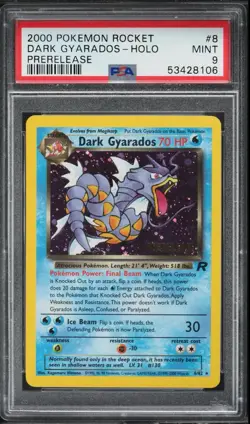 2000 DARK GYARADOS HOLO PRERELEASE TEAM ROCKET PSA 9 MINT #8/83 POKEMON TCG WOTC - Image 1