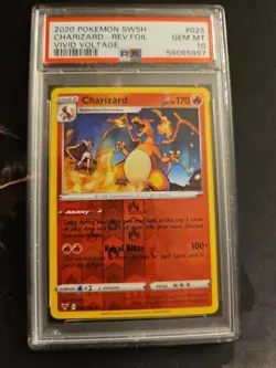 Pokemon Charizard Reverse Holo Card 025/185 Vivid Voltage Swsh04 PSA 10 - Image 1