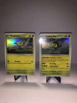 Peashooter & Gatling pea Custom Pokemon Cards Plants vs Zombies (Holographic) - Image 1