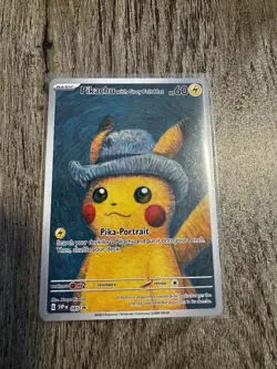 Pokemon Pikachu Grey Felt Hat Van Gogh ACG Art Star Promo Card READ DESC - Image 1