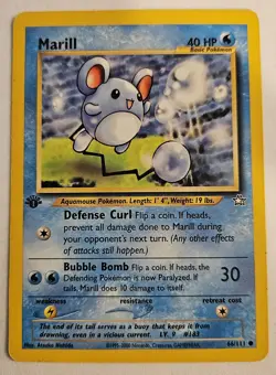 Marill 1st Edition 66/111 Neo Genesis Pokemon TCG Card 2000 MP - Image 1