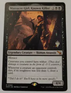 1x Massacre Girl, Known Killer - Promo Pack NM-Mint, English Planeswalker Stamp - Image 1