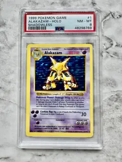 1999 Pokemon Game Alakazam (Shadowless) Holo PSA 8 (#1) - Image 1
