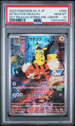 2023 POKEMON JPN SV-P PROMO #098 DETECTIVE PIKACHU PSA 10 - Image 1