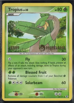 Pokemon Tropius 52/111 Rising Rivals Prerelease STAFF Promo NM!! - Image 1
