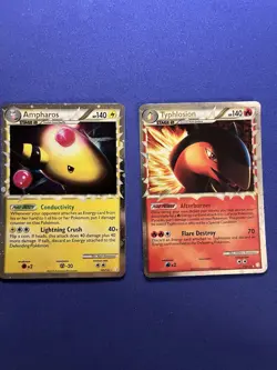 Pokemon Cards Ampharos And Typhlosion Prime Damaged Cards Great For Binder - Image 1