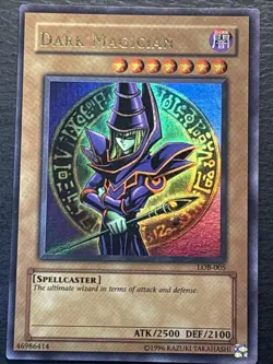 Dark Magician LOB-005 Ultra Rare Vintage Yu-Gi-Oh Card Moderately Played MP - Image 1
