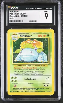 CGC 9 MINT Venusaur 1999 Base Set 15/102 Holo Pokemon Card - Image 1