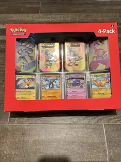 Pokemon 151 4 Mini Tins + 4 Promo Cards Sam’s Club Pack 2 - In Hand - Image 1