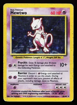 Mewtwo 10/102 Holo Rare Base Set Pokemon Card - Image 1