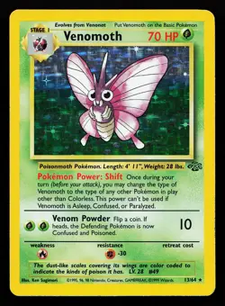 Venomoth 13/64 Holo Rare Jungle Pokemon Card - Image 1
