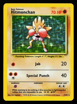 Hitmonchan 7/102 Holo Rare Base Set Pokemon Card - Image 1