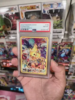 2023 Pokemon TCG Pikachu Secret Rare 160/159 Crown Zenith PSA 8 - Image 1