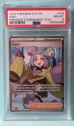 2024 POKEMON SVP EN-SV BLACK STAR PROMO IONO PREMIUM TOURNAMENT COLL IONO PSA 8 - Image 1