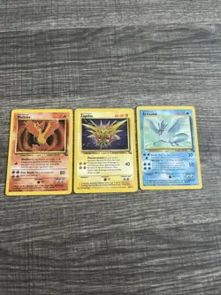 Pokemon TCG Zapdos,moltres And Articuno Fossil Vintage 3 Card Lot Non Holo LP - Image 1