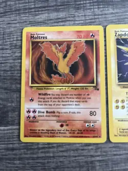 Pokemon TCG Zapdos,moltres And Articuno Fossil Vintage 3 Card Lot Non Holo LP - Image 2