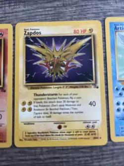 Pokemon TCG Zapdos,moltres And Articuno Fossil Vintage 3 Card Lot Non Holo LP - Image 3