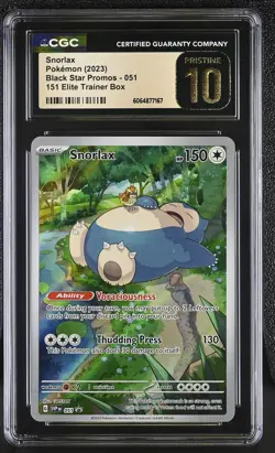 CGC 10 PRISTINE Snorlax 2023 Black Star Promos 051 Pokemon Card - Image 1