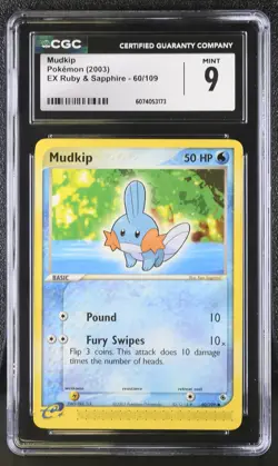 CGC 9 MINT Mudkip 2003 EX Ruby & Sapphire 60/109 Pokemon Card - Image 1