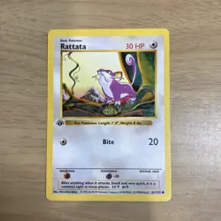 Pokemon Rattata 61/102 1st Edition Shadowless Base Set Card LP - Image 1