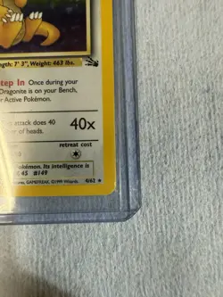 Dragonite 4/62 Holo 1st Edition Fossil Pokemon Card Rare #4 Original 4 - Image 3