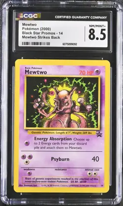 CGC 8.5 Mewtwo 2000 Black Star Promos 14 WB Movie Pokemon Card - Image 1