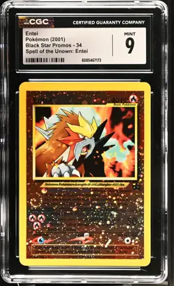 CGC 9 MINT Entei 2001 Black Star Promos 34 Reverse Holo Pokemon Card - Image 1