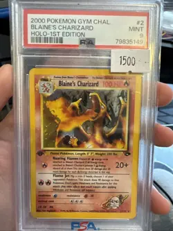 1x Blaine's Charizard 2/132 PSA 9 1st Edition Gym Challenge Pokemon Graded Card - Image 1