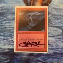 MTG Signed Christopher Rush Lightning Bolt NM - Image 1