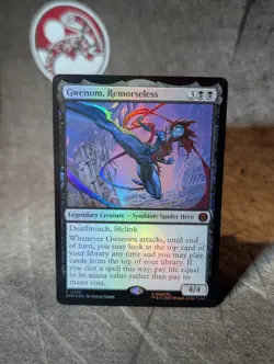 MTG, Gwenom, Remorseless (#0286), Marvel Spider-Man, Gift Promo Foil, NM Mythic - Image 3
