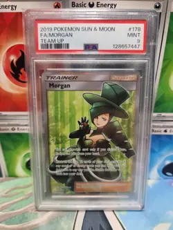Morgan (Full Art) 178/181 Sun & Moon Team Up Holo Pokemon PSA 9 - Image 1