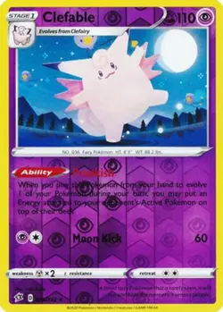 LP Pokemon Clefable - 075/192 - Reverse Holo Rare Lightly Played Rebel Clash - Image 1