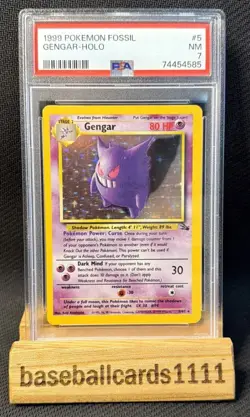 1999 Pokemon Gengar 5/62 Fossil Holo PSA 7 P2 - Image 1