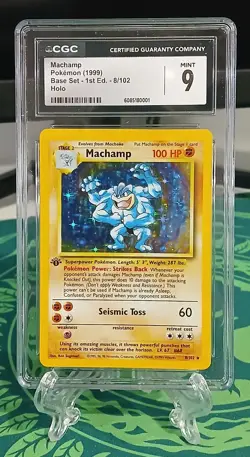 1999 Pokemon Base Set Machamp #8 - 1st Edition Holo - CGC 9 MINT - Image 1
