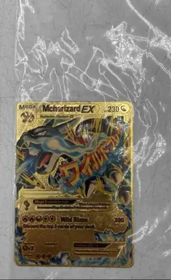 Pokemon Gold Mcharizard Ex Metal Mega Rare Wild Blaze Trading Card - Image 1