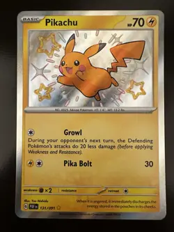 Pokemon TCG Holo Pikachu Baby Shiny Paldean Fates Card 131/091 NM Condition - Image 1