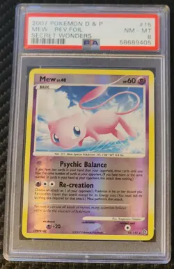 Pokemon Cards Mew Secret Wonders Holo & Reverse Holo Pair 15/132 DPBP#182 PSA 8 - Image 3