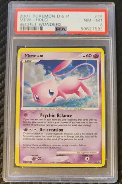 Pokemon Cards Mew Secret Wonders Holo & Reverse Holo Pair 15/132 DPBP#182 PSA 8 - Image 5