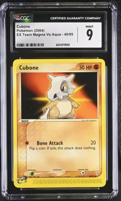 CGC 9 MINT Cubone 2004 EX Team Magma Vs Aqua 40/95 Pokemon Card - Image 1
