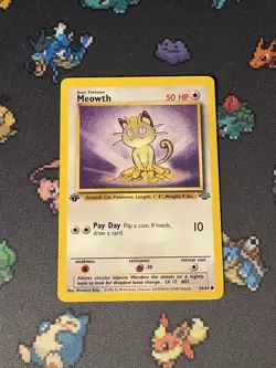 Pokemon Cards Meowth 56/64 Jungle FIRST EDITION WOTC - (LP) - Image 1