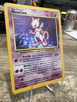 Pokemon Mewtwo TCG Base Set Holo Unlimited Rare Card 10/102 LP Condition - Image 2