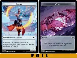 2x Magic the Gathering Token - Copy Monk (1/485) Tarkir Dragonstorm NM FOIL - Image 1