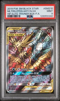PSA 9 Moltres Zapdos Articuno GX #SM210 2019 Pokemon Hidden Fates ETB Promo - Image 1